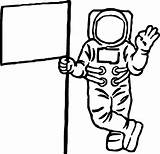 Astronaut Clipart Coloring Clipartmag Flag sketch template