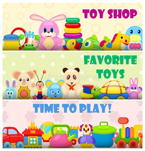 Favorite Toys Collection Around Pink Background Stock Vector