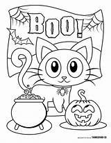Halloween Coloring Pages Kids Kid Boo Spooky Cat Big sketch template