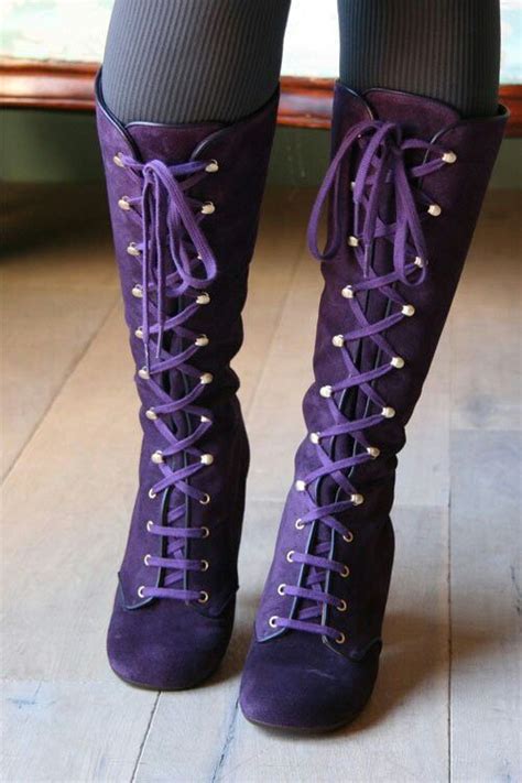 purple granny boots lace  shoes cute shoes funky shoes tall boots shoe boots elegant