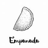 Empanada Isolated Icônes Amérique Animés Modèle Dessiné Typique Dessins Vectors Idéal Vectorielle Conceptions Menus Espagnol sketch template