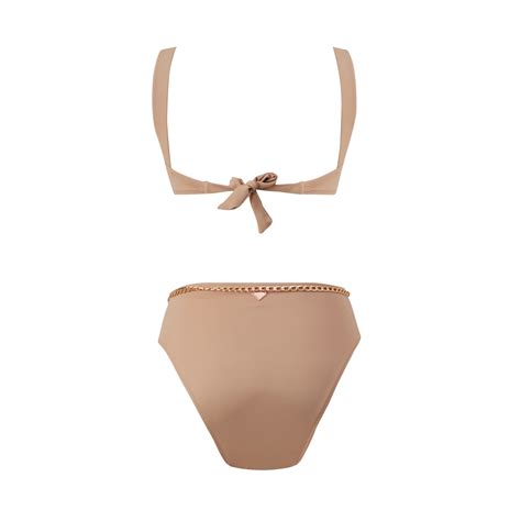 lovekini stella beige high waist bikini  gold charm belt