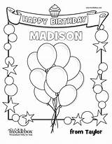 Pages Personalized Birthday Coloring Name Madison Happy Printable Kids Pintable Template Print Partyideapros Color Getcolorings sketch template