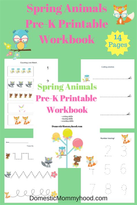 spring animals pre  printable workbook domestic mommyhood