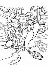 Ariel Coloring Pages Flounder Getcolorings Walt Disney Printable sketch template