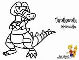 Pokemon Coloring Pages Krokorok Krookodile Print Yescoloring Quick Scrafty sketch template