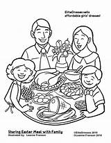 Coloring Family Dinner Pages Kids Color Drawing Meal Easter Thanksgiving Printable Eating Sheets Christmas Restaurant Science Rhymes Nursery Sharing Getcolorings sketch template