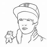 Bieber Justin Wearing Hat Coloring Netart sketch template