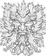 Coloring Pages Wiccan Man Green Printable Escher Adults Pagan Adult Greenman Wicca Drawings Mc Drawing Designs Tattoo Books Sheets Dover sketch template