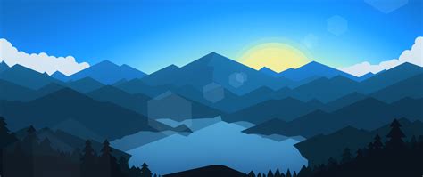 forest mountains sunset cool weather minimalism hd