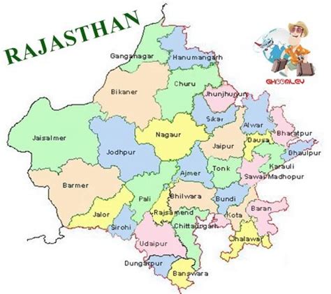 political map  rajasthan state printable map