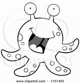 Sea Eyes Creature Cartoon Big Clipart Coloring Tentacled Outlined Vector Cory Thoman sketch template