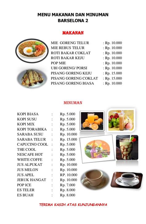 menu makanan  minuman restoran raha