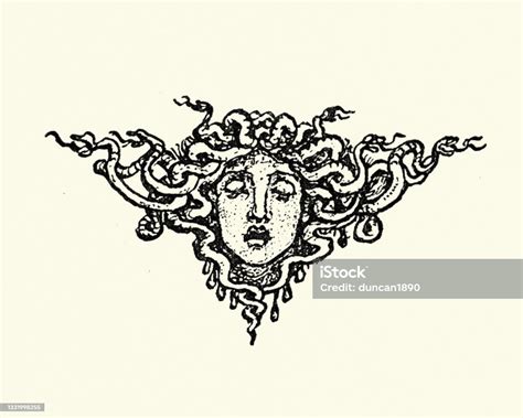 medusas head gorgon ancient greek mythology stock illustration