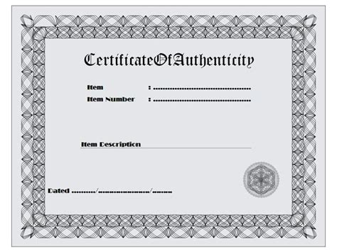 pin  certificate  authenticity  template pertaining  fresh
