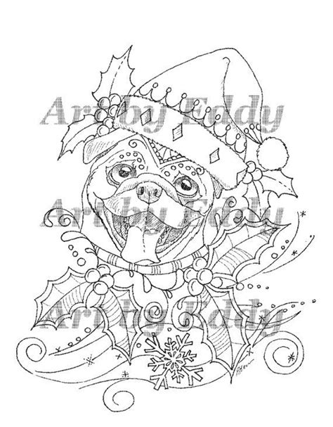 art  pug single coloring page merry christmas pug coloring pages