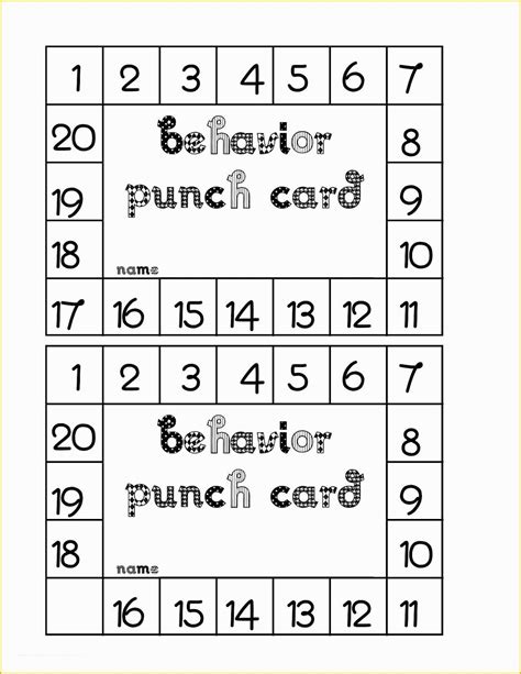 punch card template     diy printable punch cards potty