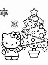 Coloring Kitty Christmas Hello Pages Print sketch template