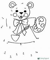 Dots Connect Kids Dot Teddy Bear Coloring Worksheets Pages sketch template