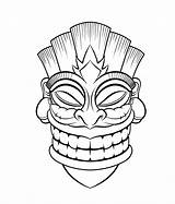 Tiki Coloring Pages Mask Hawaiian Color Kids Print sketch template