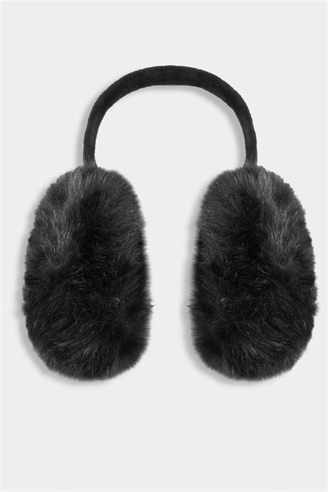 black faux fur ear muffs