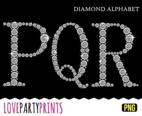 diamond font png files full diamond alphabet dpi high etsy