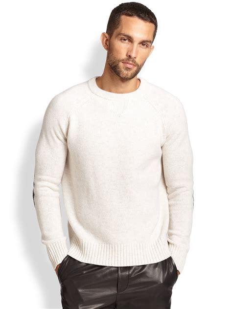 vince wool cashmere crewneck sweater  white  men lyst