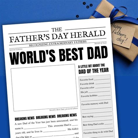 dad printable fathers day newspaper template