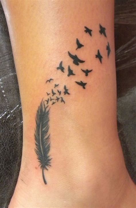 Feather Into Birds Tattoo On Ankle Tattoos Book 65 000 Tattoos Designs
