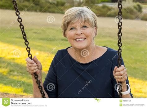 Happy Portrait Of American Senior Mature Beautiful Woman