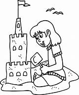 Summer Coloring Pages Girl Sand Little Playing sketch template