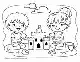 Coloring Summer Pages Sand Castle Kids Jpeg sketch template