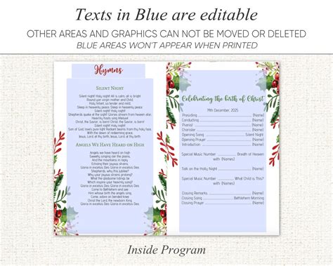 christmas program template editable  christmas dinner etsy