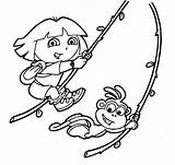 Dora Swinging Boots Explorer Diego Liana Colorear Para Go Coloring Pages Páginas Originales sketch template