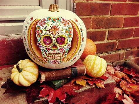 happy halloween pumpkin contest winners skull pumpkin sugar skull