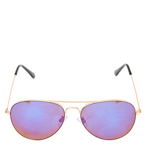 Rose Gold Toned Purple Tinted Aviator Sunglasses Claire S Us