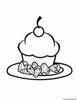 Cupcake Coloring Pages Strawberries Cupcakes Printable Cute Popular sketch template