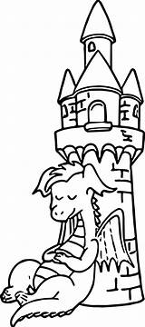 Dragon Castle Coloring Sleeping Pages Wecoloringpage sketch template