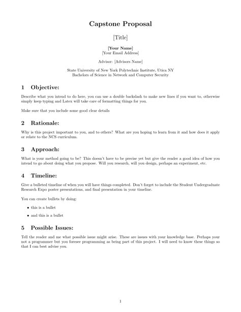 capstone project outline template
