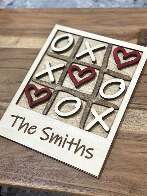 custom tic tac toe board personalized wooden board game etsy