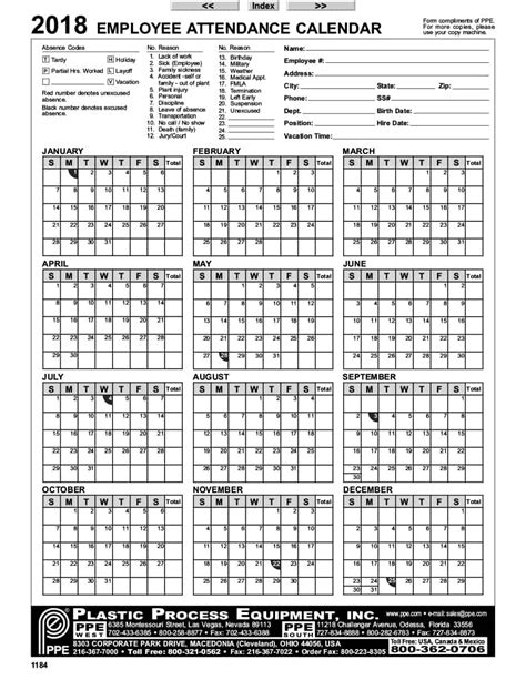 printable  attendance tracker