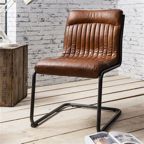 Diamond Upholstered Tan Faux Leather Dining Chair With Black Metal Legs
