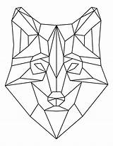 Geometric Wolf Head Coloring Pages Printable sketch template