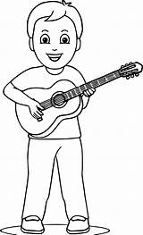 Guitar Playing Coloring Boy Kids Wecoloringpage Pages sketch template