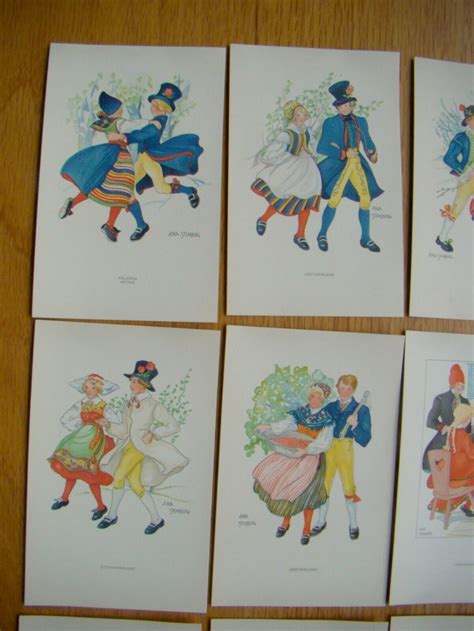 Aina Stenberg Swedish Folk Costume Vintage Province Postcards Set Of 12