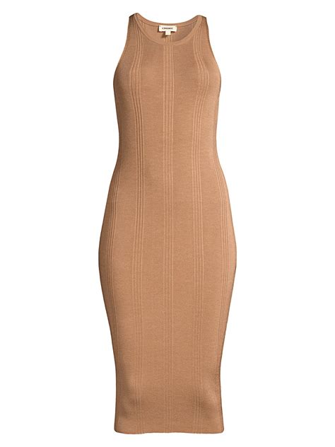 l agence shelby rib knit bodycon dress in brown lyst
