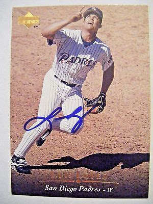 luis lopez signed padres  upper deck baseball card auto autographed