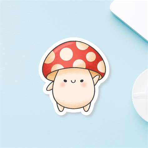 mushroom sticker cute mushroom sticker kawaii mushroom etsy