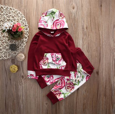 newborn infant baby girl clothes hoodie sweatshirt set floral baby fall