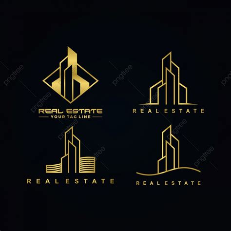 logo real estates vector hd png images real estate gold color logo set